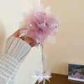 Layered Pink Mesh Flower Hair Claw With Butterflies And Crystal Chain Fringe view 4