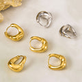 Rounded Triangle U Hoop Earrings in Gold and Silver Tone view 2