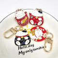 Gold Tone Maneki-Neko Enamel Keychains Lobster Clasp Three Styles view 3