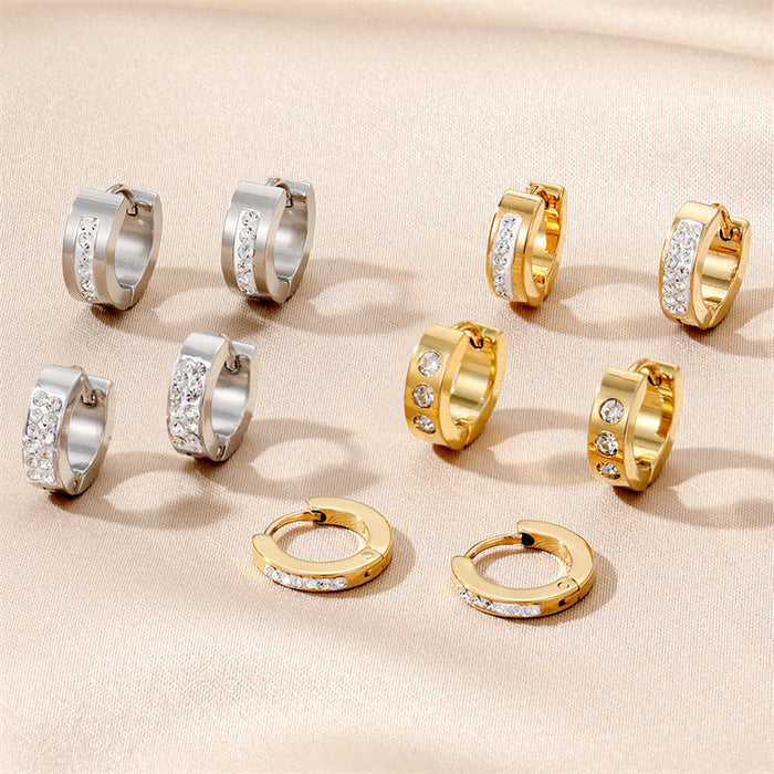 Gold and Silver Tone Crystal Huggie Earrings in Six Designs