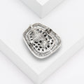 Geometric Silver Tone Brooch With Two Large Blue Teardrop Crystals view 4
