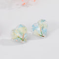 Clear Resin Red Pressed Flower Heart Stud Earrings view 2