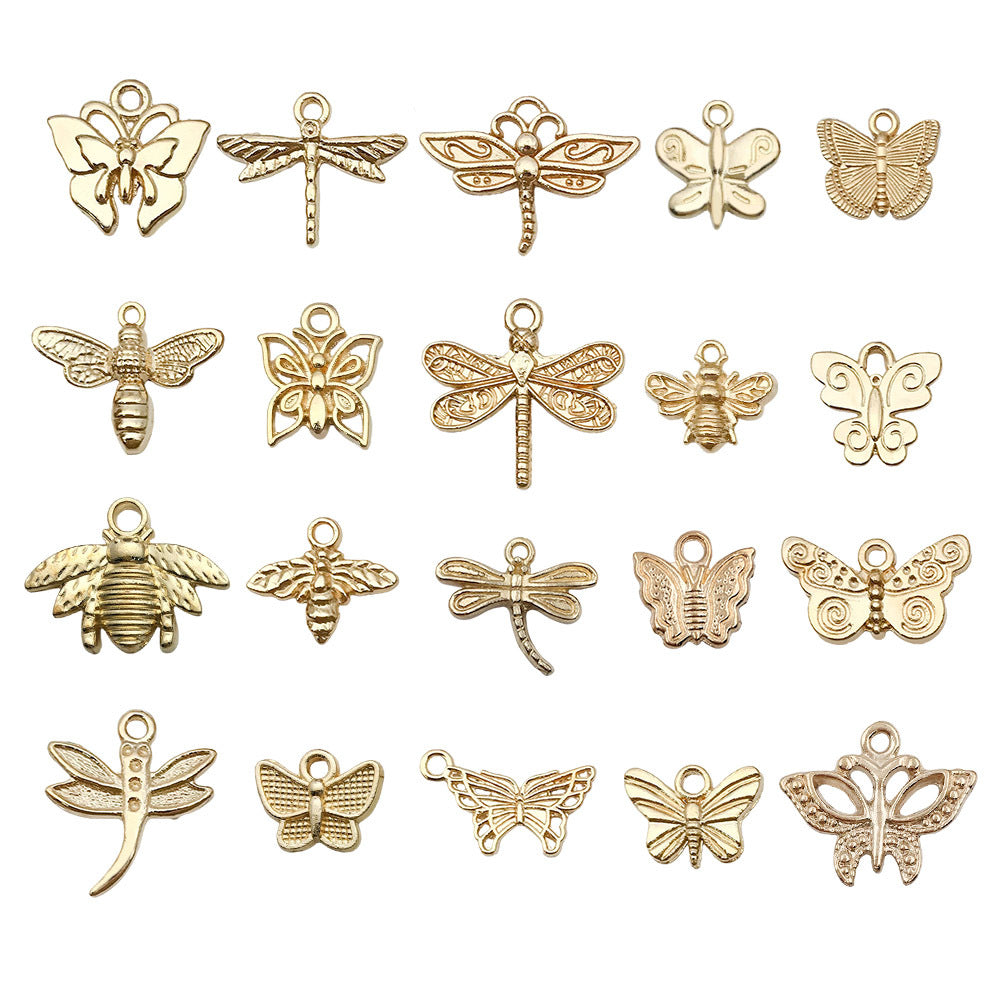 KC Gold Zinc Alloy Butterfly Dragonfly Bee Animal Charm Pendant for DIY Jewelry Making