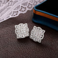 Silver Square Kaleidoscope Halo Pavé CZ Stud Earrings view 3