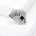 Crystal Playing Card Fan Brooch in Gold or Silver Tone view 7