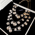 Three Tier Hammered Disc Necklace in Gold and Silver Tones view 4