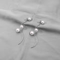 Curved Wire Branch and Three Pearl Look Threader Earrings view 3