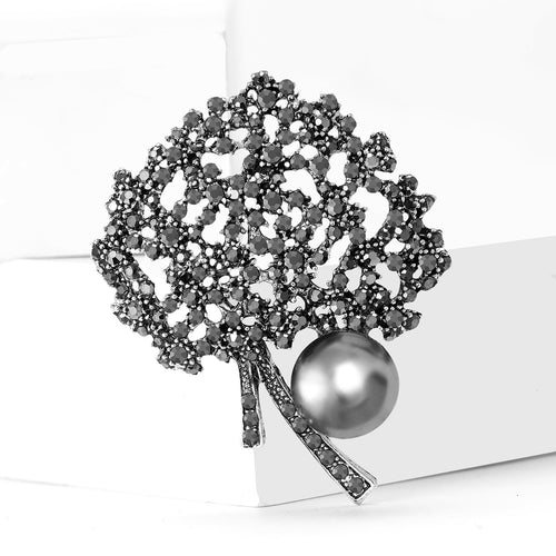 深色水晶树珍珠胸针 shown in product view 2 with visible metal and stone details