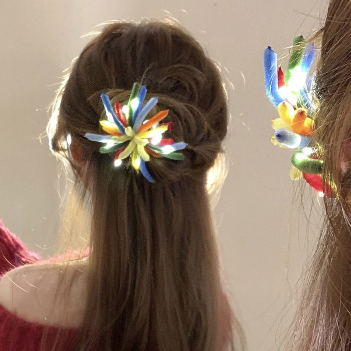Multicolor Pipe Cleaner Firework Light Up Duckbill Hair Clip