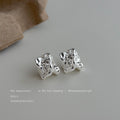 Silver-Tone Liquid Metal Irregular Abstract Stud Earrings view 1