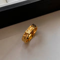 Gold Hammered Crinkle Textured Band Ring Metal Finish view 6