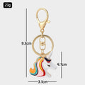 Enamel Unicorn Head Keychain Rainbow Mane Gold Clasp view 2