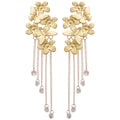 Gold Tone Floral Butterfly Chain Tassel Earrings Statement Jewelry view 5