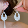 Translucent Teardrop Hoop Earrings in White or Pink view 3