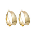 Gold and Silver Brushed Wide C Hoop Statement Stud Earrings view 5