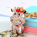 Mixed Jeweled Cow and Rabbit Keychains with Braided Loop Options view 2