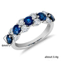 Deep Blue And Clear Round Stone Half-Eternity Ring Silver Tone view 4