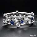 Silver Tone Blue and Clear Crystal Openwork Band Ring view 5