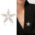 Pearl Center Snowflake Brooch In Silver And Gold Tones view 2