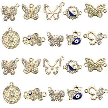 Yellow Butterfly and Elephant Metal Charms with 8 Listed Options