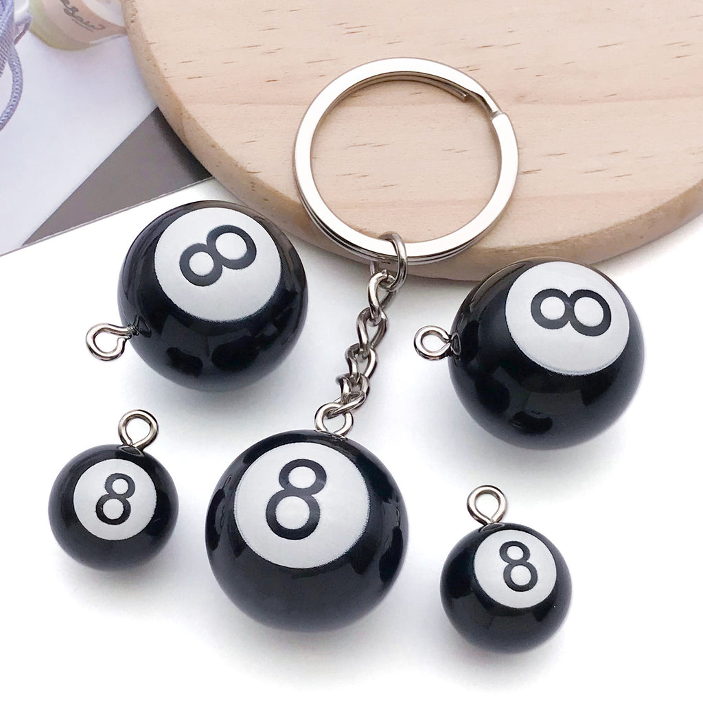 Acrylic Black 8 Billiard Ball Charm Pendant for DIY Keychain Bag and Clothing Decor