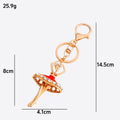 Gold Ballerina Rhinestone Tutu Keychain Metal Charm view 4