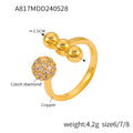 Open Ball Ring With Pave Sphere And Beads Gold Or Steel view 6