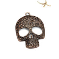 Large Floral Engraved Skull Metal Charm in Eight Finishes view 9