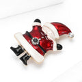 Santa Claus Brooch in Red Enamel with Clear Crystal Accents view 2