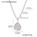 Stainless Steel Embossed Flower Teardrop Heart Pendant Necklaces view 8