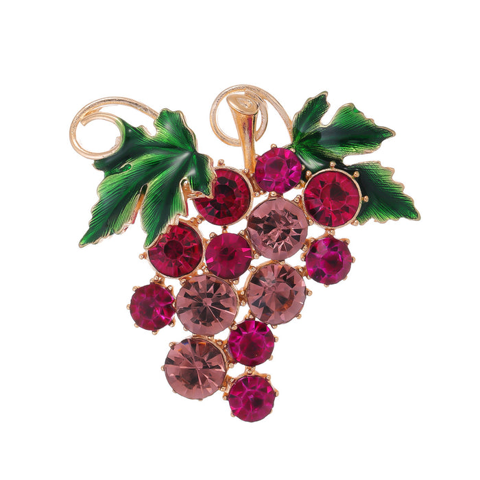 Red Green Grape Crystal Two Designs Metal Brooch Pin