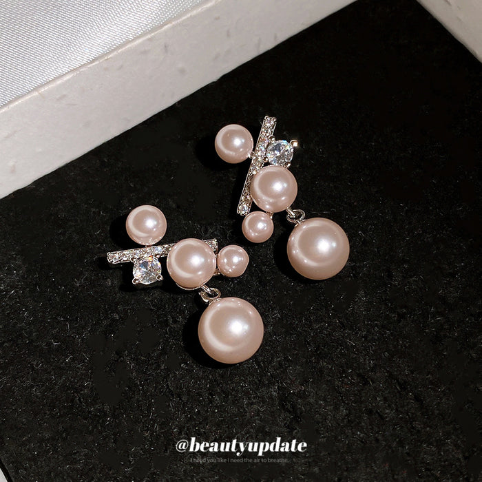 Faux Pearl and Crystal Branch Drop Earrings with Crystal Accents