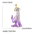 Dancing Lady Enamel Brooch in Detailed Metal and Crystal Design view 7