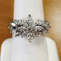White Gold Marquise Flower Cluster Cubic Zirconia Finger Ring view 2
