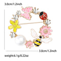 Bee Ladybug Flower Wreath Brooch Enamel Pearl Circle view 5