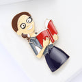 Enamel Teacher Brooch Woman Reading Book Glasses Pin view 3