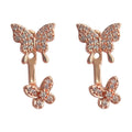 Rose Gold Pavé Crystal Dual Butterfly Ear Jacket Stud Earrings view 5