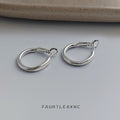 Silver Tone Small Oval Hoop Earrings With Lever Back Closure view 1