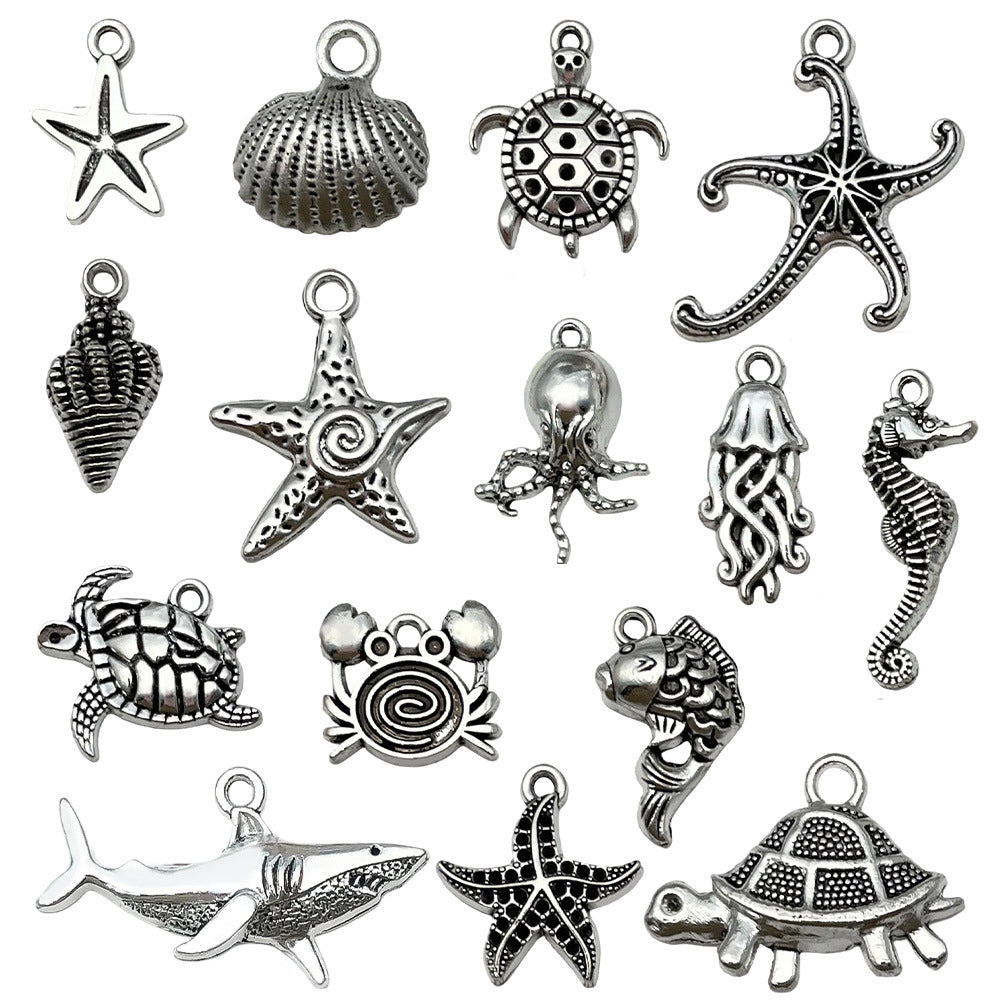 Zinc Alloy Octopus Turtle Starfish Conch Fish Charm Pendant for DIY Bracelet Necklace