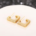 Pavé Crystal Geometric Square Huggie Earrings Two Colors view 5