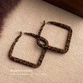 Leopard Flock Hoop Earrings Round Square Two Size Styles view 4