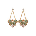 Green Crystal Butterfly Drop Earrings with Floral Bead Clusters view 5