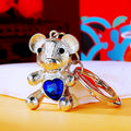 Heart Gem Teddy Bear Keychains in Gold and Silver Tone Finishes view 2