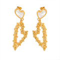 White Shell Heart Stud Open Wire Heart Drop Earrings Gold Steel view 5