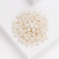 White Pearl Cluster Snowflake Brooch Gold Wire Floral Pin view 3