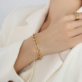 Thick Open Oval Link Chain Bracelet Gold Steel Tone view 4