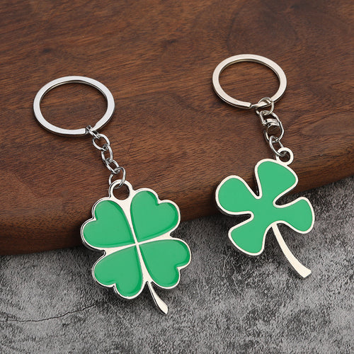 Lucky Four-Leaf Clover Zinc Alloy Keychain Gift Pendant