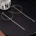 Oversized Silver Hoop and Long Chain Tassel Earrings view 3