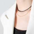 Gold Double Layer Necklace with Red or Black Glass Beads view 7