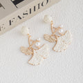 Woven Leaf Pearl Look Branch Statement Earrings in Six Colors view 11